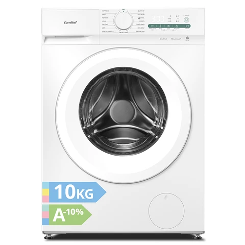 Comfee Lave-linge 10 kg, avec programme anti-peluches et fonction vapeur, 16 programmes, classe énergétique A-10 %, fonction de remplissage, silencieux et économe en énergie, CF10EWP05W-HR, Blanc
