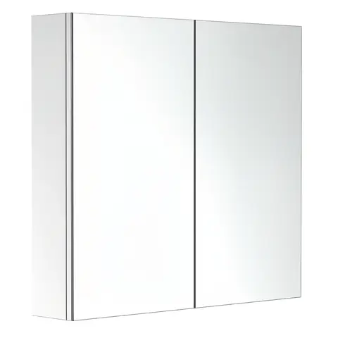 HOMCOM Bathroom Mirror Cabinet, Stainless Steel Wall Mounted  Bathroom Storage Cabinet with Double Doors, 60x55cm
