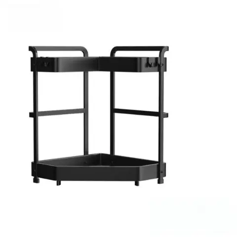 J.ZAO Corner Spice Rack Kitchen Storage Shelf for Seasonings and Condiments Bottles and Jars with Hooks Large Capacity
