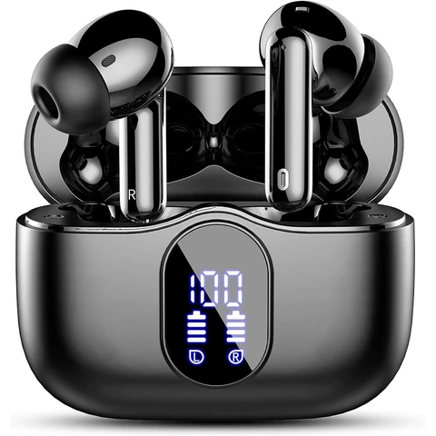Btootos Bluetooth-Kopfhörer, kabellose Bluetooth 5.3 Sport-In-Ear-Kopfhörer mit 4 Mikrofonen, 40 Std. Laufzeit, LED-Display, ENC-Geräuschunterdrückung, Hi-Fi-Stereo für Arbeit und Studium