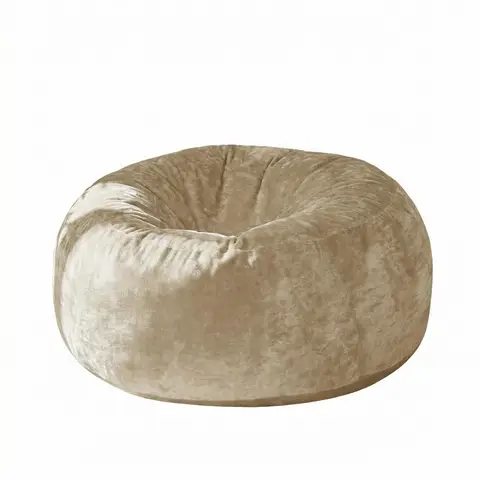 URBAN MEUBLE Beige bean bag sofa with soft plush cover 100cm