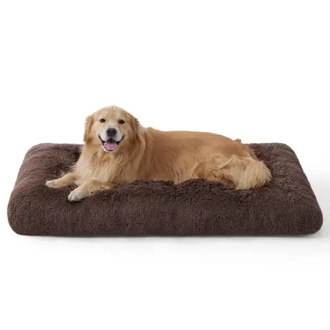 [Nur 19,99 €] BEDSURE PetPad einfarbige Plüsch-Unterlage für Hundekäfig, kaffeebraun, 119 x 74 cm, XXL