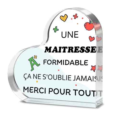 Alphynix Plaque en acrylique en forme de cœur "Une maitresse formidable" à offrir