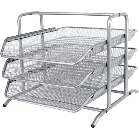 3 Tier A4 Mesh in Tray,Silver