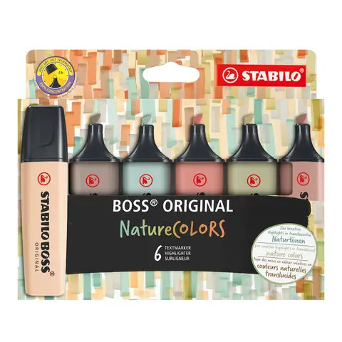 STABILO BOSS ORIGINAL NatureCOLORS - Highlighter - Pack of 6 - Assorted Colours