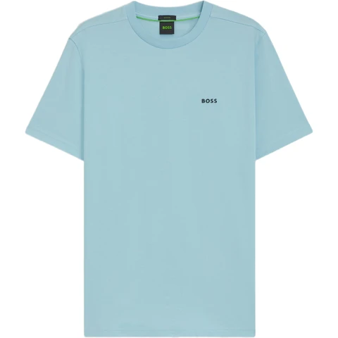 BOSS Stretch-cotton T-shirt with Contrast Logo - Blue