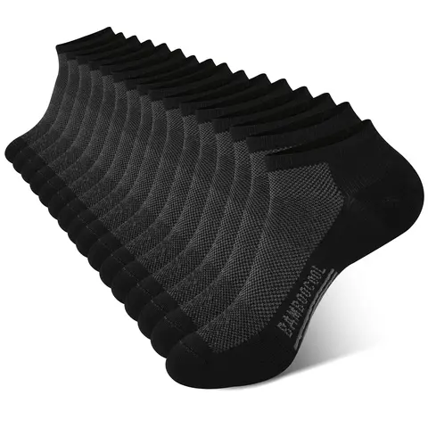 BAMBOO COOL Herren-Sportsocken, gepolstert, feuchtigkeitsableitend, niedrig geschnittene Laufsocken mit Mesh und Fußgewölbeunterstützung, Größe M (8er-Pack)