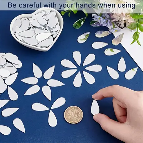 100pcs PVC mirror decal teardrop-shaped minimalist ray decoration