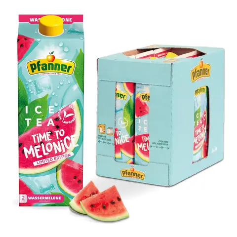 PFANNER Eistee Wassermelone Limited Edition 6x2L Tetra Pak