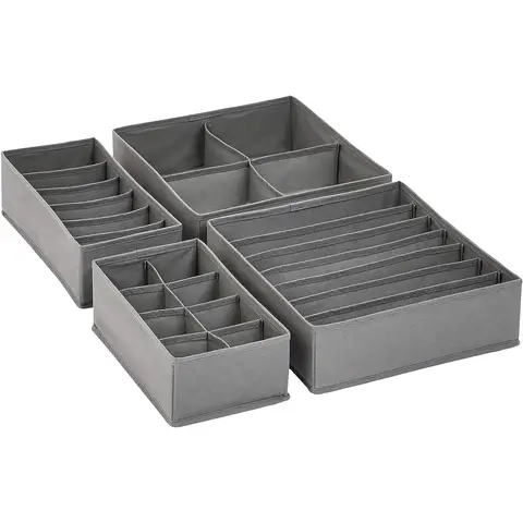 ANQI Dresser Drawer Storage Organizer for Undergarments, Set of 4 - Gray
