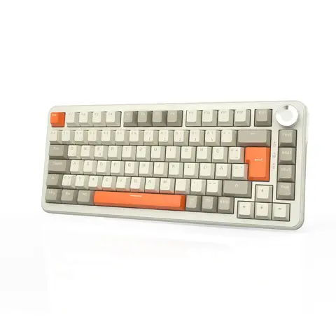 AJAZZ AK820 MAX Deutsches QWERTZ-Layout Kabelloses mechanisches Gaming-Tastatur Flying-Fish-Switch Lautstärkeregler Deutsche Tastenkappe Tri-Mode 75 % Layout Büro-Mechanische Tastatur 8000 mAh Lange Akkulaufzeit Büro RGB DIY Gaming Büro Dual-Use