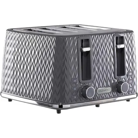 DAEWOO Argyle 4 Slice Toaster, Wide Slots, Dark Grey - SDA1865G
