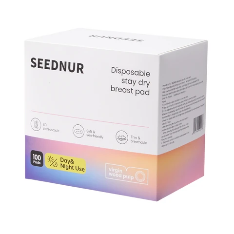 SEEDNUR Disposable Nursing Pads (100 Count) – Designed for Breastfeeding, 1mm Ultra-Thin, Super Absorbent, Extremely Breathable, Individually Wrapped, Leak-Proof, Breastfeeding Mom Essential.