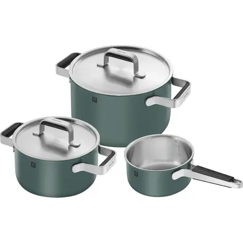 ZWILLING Kochgeschirrset, 3tlg | rund | 18/10 Edelstahl | Grün