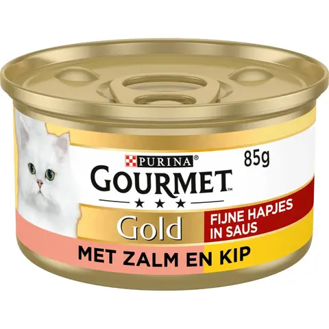 Gourmet Gold Hoog Eiwit Kattenvoer Blik Zalm & Kip 85g