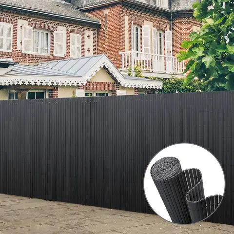 Sekey PVC-Abbruchzaun, doppelt verstärkt und wetterfest, erhöhte Sichtschutzfunktion, für Garten, Balkon und Terrasse, mit Kabelbindern, Anthrazit, 1,2 x 3 m