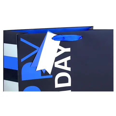 Navy Happy Birthday Gift Bag Medium 21.5 (W) x 25.3 (L) x 10.2cm (D) 