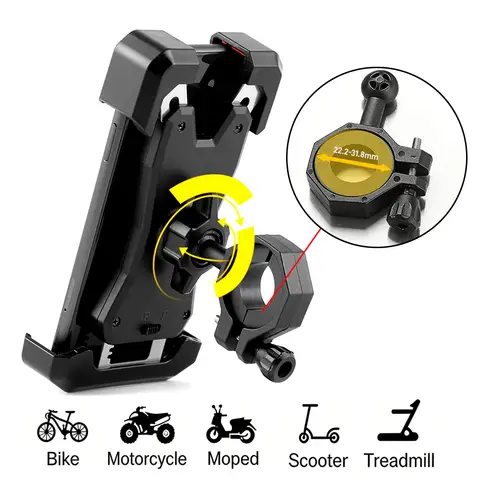 COSTIC Black Bicycle Phone Mount, 360° Rotatable, Universal Fit for 4.7”-6.8” Phones