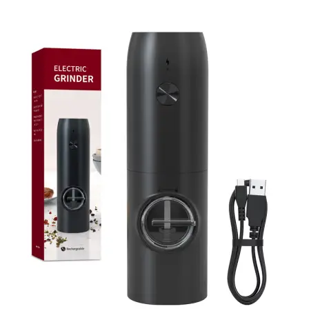 CUISYNC Electric Pepper Grinder - Adjustable Coarseness Rechargeable Black KYMQ-15A