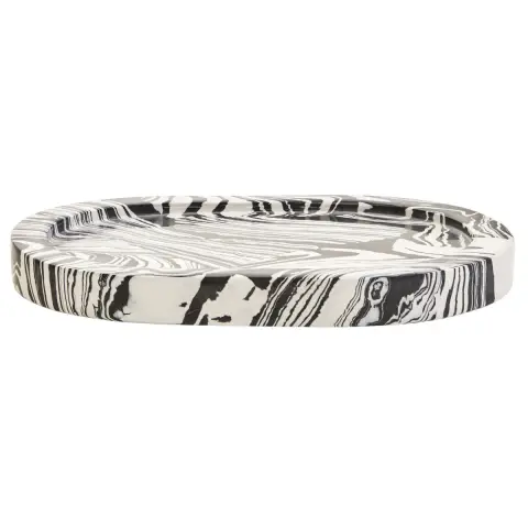 Helsa Black And White Oval Marble Tray