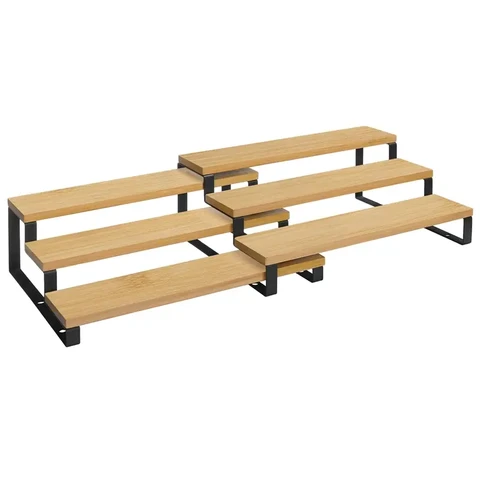 Songmics KCS016N01 Lot de 2 étagères à épices à 3 niveaux gigognes en bambou