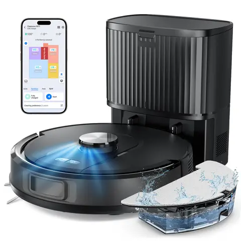 Vexilar W11 Self-Emptying Robot Vacuum Cleaner with Mop, Laser Navigation, Up to 60 Days of Hands-Free Cleaning, 180 Mins Runtime, Strong 8000Pa Suction for Floors, Carpets, and Pet Hair