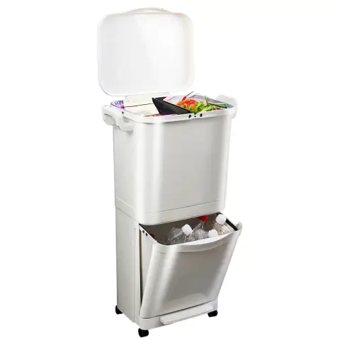 ochama×J.ZAO Vertical 2 Compartments Trash Can (45L)