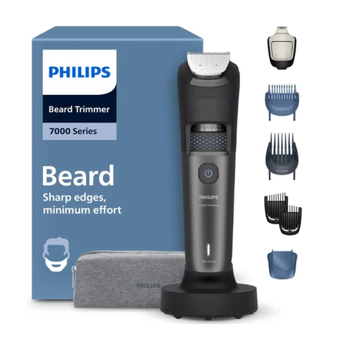 Philips BT7665/15 - Tondeuse à barbe - Série 7000, Lames métalliques auto-affûtantes, 40 réglages de longueur, Technologie BeardSense
