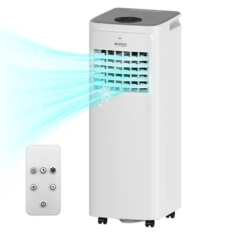 ELECCI Mobile Klimaanlage 9000 BTU (2,7 kW), 4-in-1 Kühlen/Entfeuchten/Ventilator, Fernbedienung, 24h Timer, Fensterkit, für Räume bis 30 m², R290, Klasse A