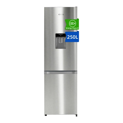 CHiQ JKR250WDSSD 54cm Wide 181cm Tall Total No Frost Freestanding Fridge Freezer with Water Dispenser - 250L - Premium Stainless Steel - D Rated