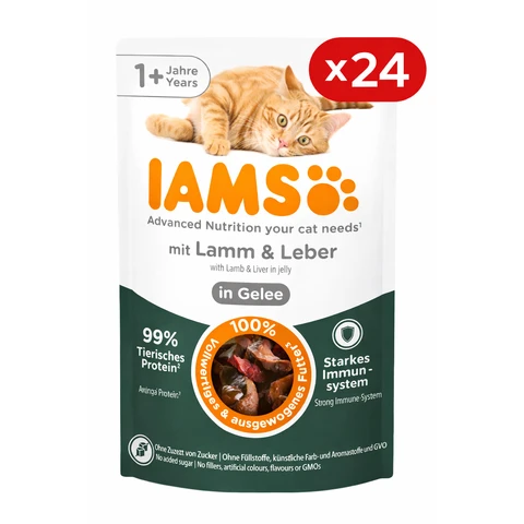 IAMS AN 1+ Lamm& Leber Gelee 24 x 85 g