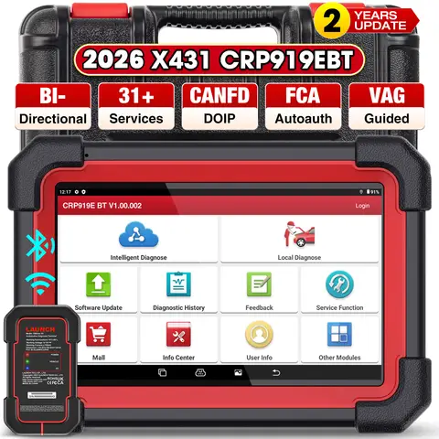 LAUNCH X431 CRP919E BT Car Diagnostic Tool OBD2 Scanner DBScar VII VCI Auto with Active Test ECU Coding CANFD DOIP 31+ Reset