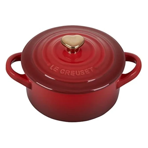 Le Creuset runde Auflaufform 250 ml mit Herzgriff, Kirschrot