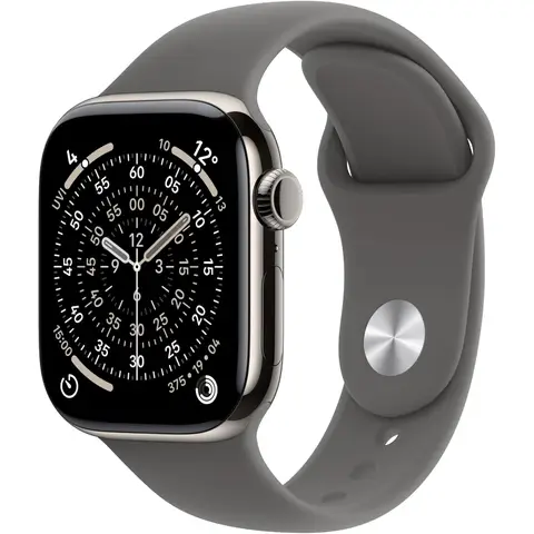 Apple Watch Series 11 GPS + Cellular 46mm Natural Titanium Case with Stone Grey Sport Band - M/L
