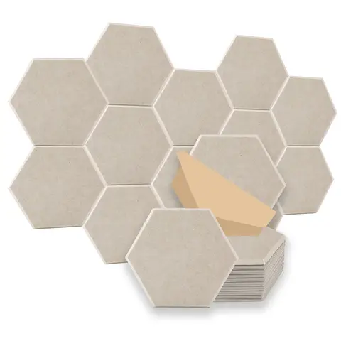 12 Stück sechseckige selbstklebende Akustikpaneele, schalldämmendes Material, hochdichte Wandfliesen, Schalldämmungsmaße 30 x 26 x 1 cm, geeignet für Tonstudio, Akustikbehandlung und Wanddekoration