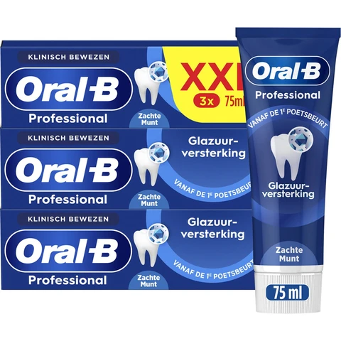 Oral-B Professional Glazuurversterkende Reiniging Tandpasta - Munt - 3 x 75ml