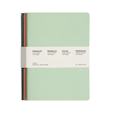 Jubiluu Divers A5 Softcover-Notizbuch 3er-Pack Stitch - 50 Blatt (80 g Offest-Papier) - klassische cremefarbene, gelinierte Notizbuchausführung für Schule, Büro, Journaling oder alltägliche Notizen - Fresh Pastels