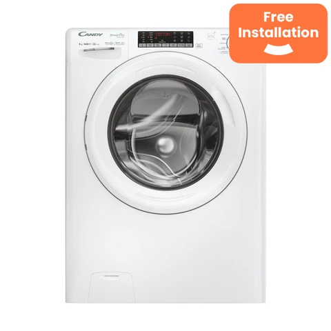 CANDY Smart Pro Inverter 8kg Washing Machine – White | A Energy Rated | 1600rpm | Speed-Drive Motor | Wi-Fi Connected (CSO 686TWM6-80)