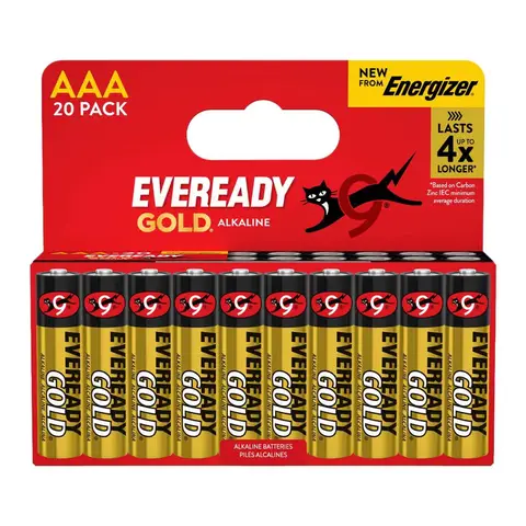 Eveready Gold by Energizer AAA Alkaline Batteries – 20 Pack