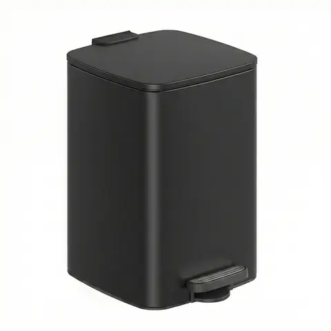 SONGMICSHOME  20L Trash Can, Kitchen Garbage Can, Soft Close and Stays Open, Black