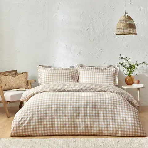 Yard Duvet Cover Set Barton Check Biscuit Double