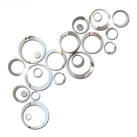 24pcs PVC removable mirror wall sticker, acrylic mirror decoration, suitable for home living room and bedroom decoration (3.5-13.8cm)