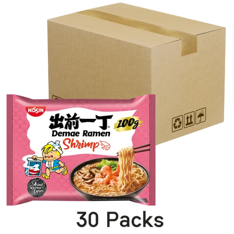 Nissin Instant Demae Ramen Noodle Shrimp, 30x100g