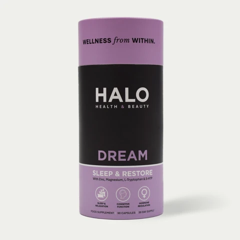 HALO DREAM Night-Time Sleep Capsules - High Strength L-Theanine, Taurine & 5-HTP, Supports Deep Relaxation, 90 Capsules