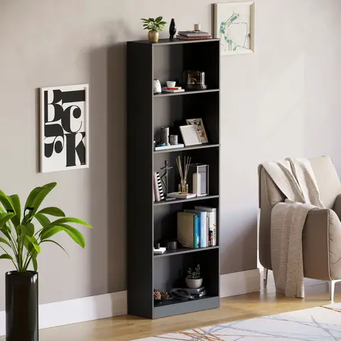 Vida Designs Bookcase Cambridge 5 Shelves Black Extra Large