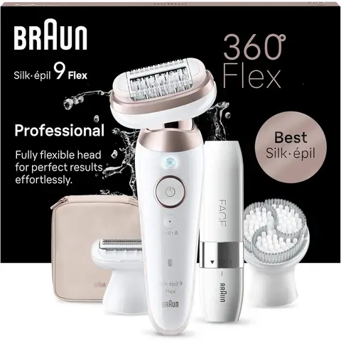 Braun Sythos 9 Flex Multifunktions-Haarentfernungsset 9-306, 3D, weiß/rosa (Titan-Gold)