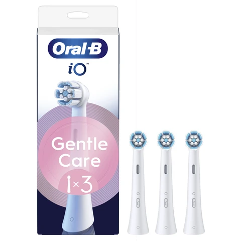 Oral-B Série iO Gentle Care Blanches, Brossettes rondes de rechange Authentiques, Convient aux Gencives sensibles, 3