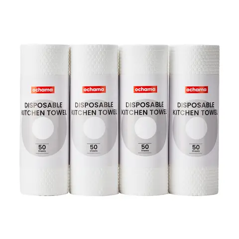 ochama Kitchen Paper Towels, Disposable Lazy Wipes, Oil-Absorbent Thickened Towels, Dual-Use Dishcloths, High GSM Kitchen Rolls, 50 Sheets * 4 Rolls