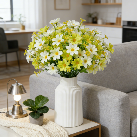 4pcs 11.02in/28cm
Artificial Daisy Mums Flowers Outdoor Plants Fake Silk Flowers No Fade Greenery Shrubs Home Wedding Office Garden Porch Décor(green white)