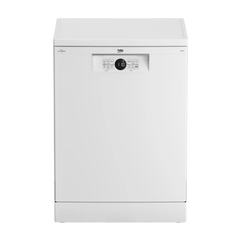 Beko Geschirrspüler, 60 cm, Freistehend, Unterbaufähig, für 14 Maßgedecke, 6 Programme, 4 Zusatzfunktionen, 3 Spülebenen, HygieneIntense, SelfDry, Programm für halbe Beladung, Weiß, BDFN26430W